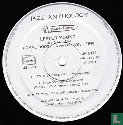 Lester Young Live recording 1948 "Royal Roost" New York - Image 3
