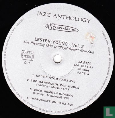 Lester Young Vol. 2 live recording N.Y. Royal Roost 1948 en Cafe Bohemia 1956 - Image 3