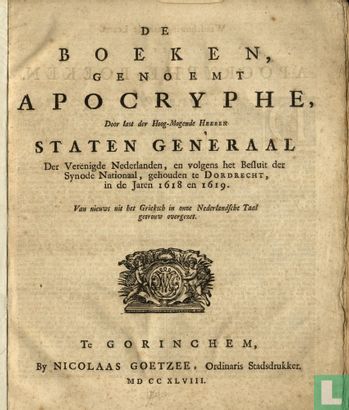 De boeken, genoemt Apocryphe,  - Afbeelding 1