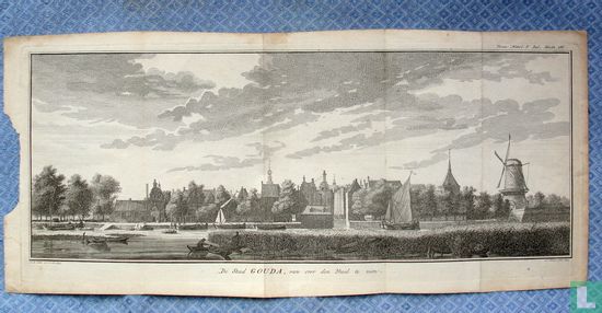 Gouda, De Stad. van over den Yssel te zien 1733