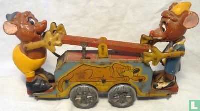 Tin Plate Wind Up Gus & Jaq Hand Car - Image 1