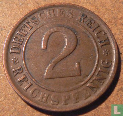 Duitse Rijk 2 reichspfennig 1924 (D) - Afbeelding 2
