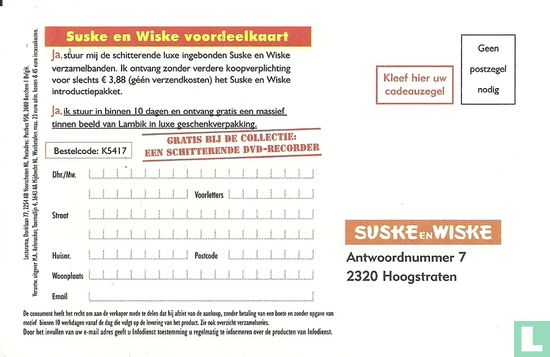 Aanvraagkaart Suske en Wiske Collectie - Bild 2