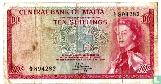 Malte 10 shilling de 1967 - Image 1