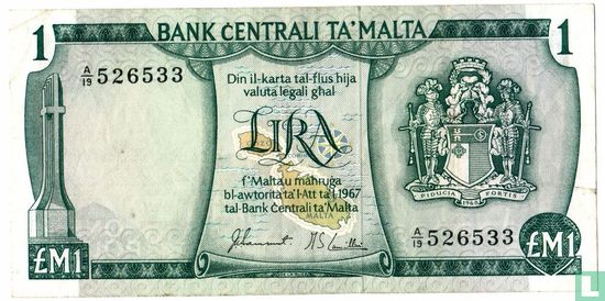 Billet 1 Lira 1973 - Image 1