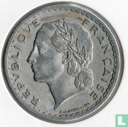 Frankrijk 5 francs 1947 (aluminium - zonder B, 9 gesloten) - Afbeelding 2