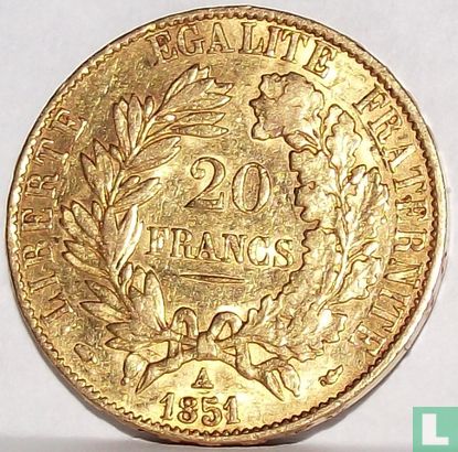 Frankrijk 20 francs 1851 - Afbeelding 1