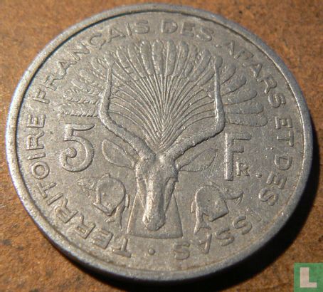 Territoire français des Afars et des Issas 5 francs 1968 - Image 2