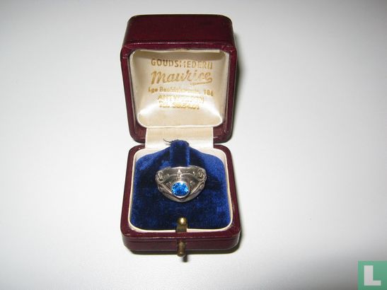 Zilveren ring met robijn - Image 1