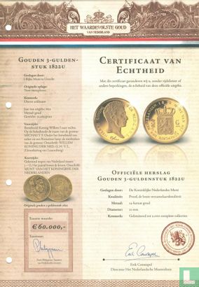 Officiële herslag gouden 3 - guldenstuk 1822U - Bild 3