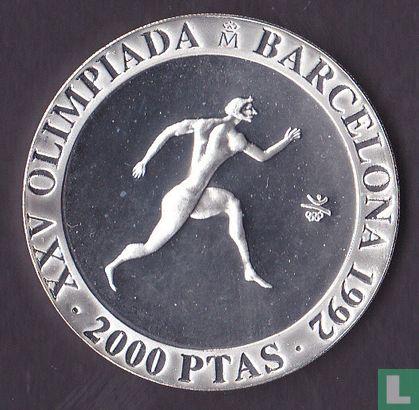 Espagne 2000 pesetas 1990 (BE) "1992 Olympics - Barcelona - Running" - Image 2