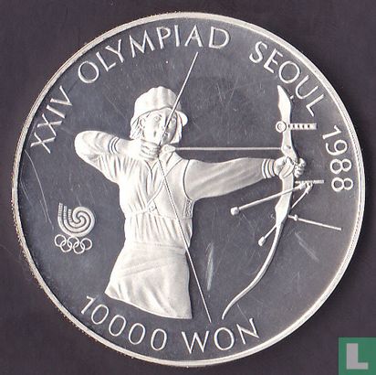 Zuid-Korea 10000 won 1987 (PROOF) "1988 Summer Olympics in Seoul - Archery" - Afbeelding 2