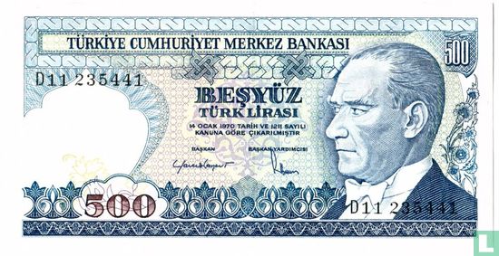 Turkije 500 Lira (series C01-C15) - Afbeelding 1