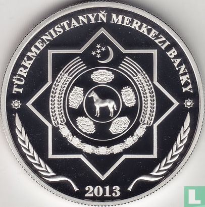 Turkménistan 50 manat 2013 (BE - argent) "Akhal Teke horses" - Image 1