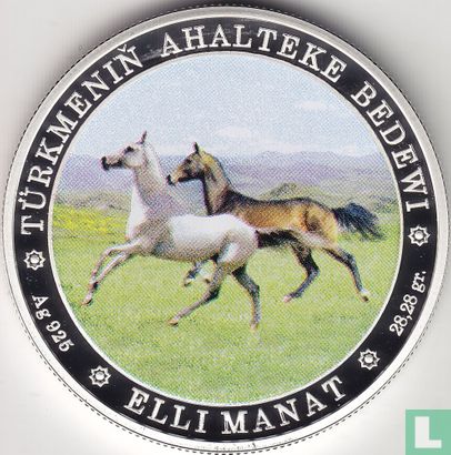 Turkmenistan 50 manat 2013 (PROOF - silver) "Akhal Teke horses" - Image 2