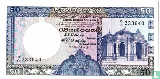 Sri Lanka 50 roupies 1989 - Image 1