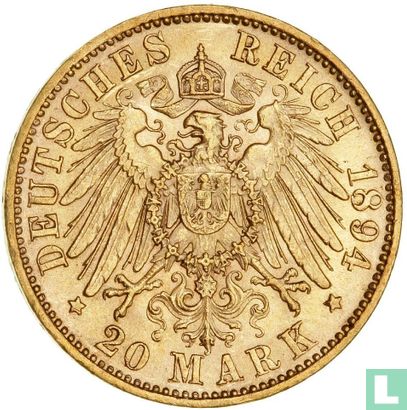 Saxony-Albertine 20 mark 1894 - Image 1