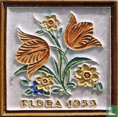 FLORA 1953, grote bloemen bruin 