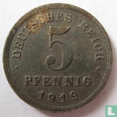 German Empire 5 pfennig 1919 (E) - Image 1