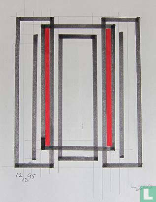 SIEP van Berg-Composition avec la technique de collage en rouge, 1995