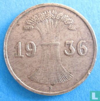 Duitse Rijk 1 reichspfennig 1936 (F - korenschoof) - Afbeelding 1