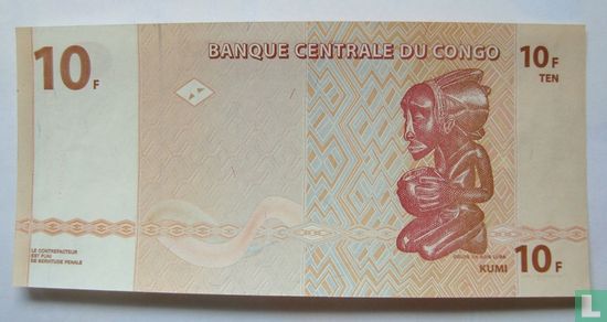 Congo 10 francs 2003 p-93A - Image 2