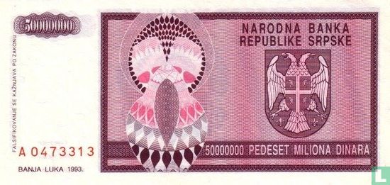 Srpska 50 Miljoen Dinara 1993 - Afbeelding 2
