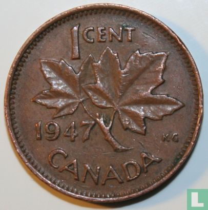 Canada 1 cent 1947 (zonder esdoornblad na jaartal) - Afbeelding 1