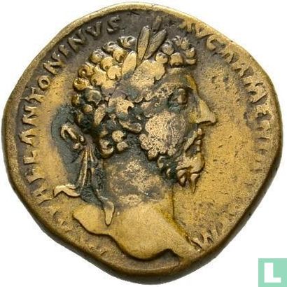 Marcus Aurelius 161-180, AE Sestertius Rome 165 - Afbeelding 1