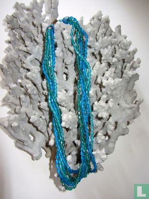 Halsketting groen en blauwe kralen - Image 2