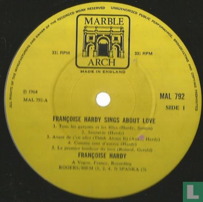 Francoise Hardy 'Sings About Love - Bild 3