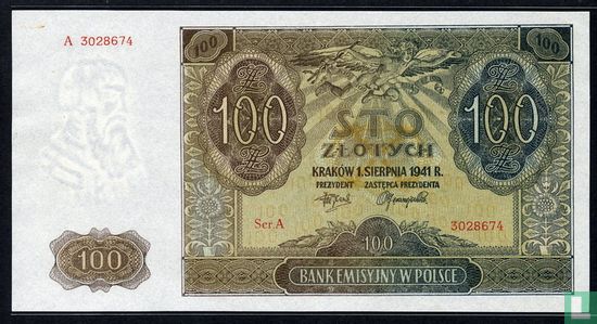 Pologne 100 Zlotych 1941 - Image 1