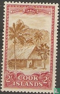 Inheemse hut en palmen