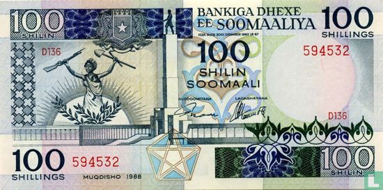 Somalie 100 Shilin 1988 - Image 1