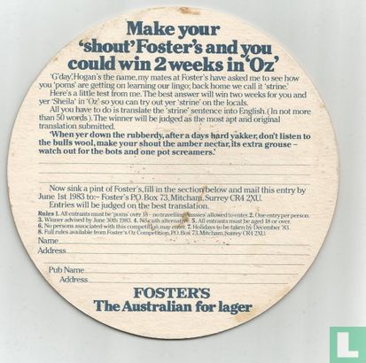 Make your shout Foster's and you could win 2 weeks in oz - Bild 2