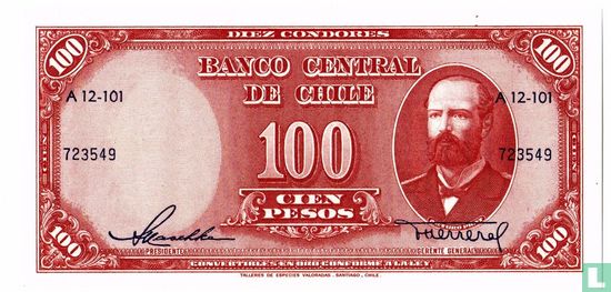 Chili 100 Pesos = 10 Condores ND (1947-58) - Image 1