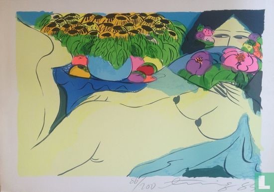Femme nue au bouquet - Afbeelding 1