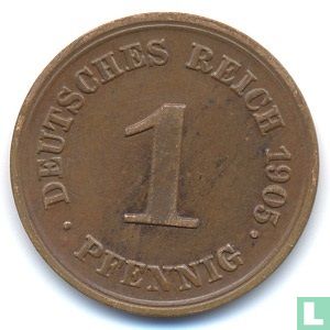 Empire allemand 1 pfennig 1905 (E) - Image 1