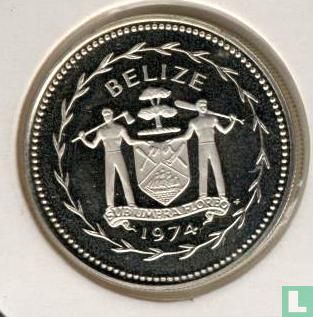Belize 25 cents 1974 (PROOF - zilver) "Blue-crowned motmot" - Afbeelding 1