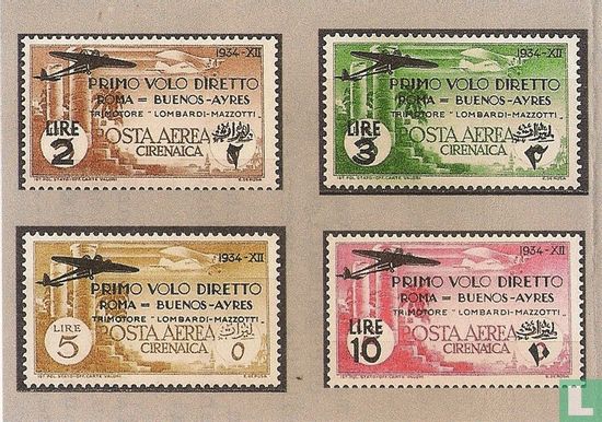 First flight Rome-Buenos Aires, with overprint