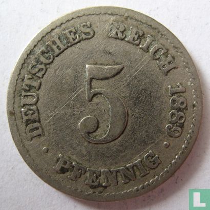 Empire allemand 5 pfennig 1889 (F) - Image 1
