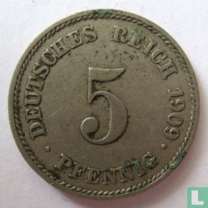 German Empire 5 pfennig 1909 (J) - Image 1