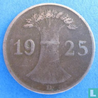Duitse Rijk 1 reichspfennig 1925 (D) - Afbeelding 1
