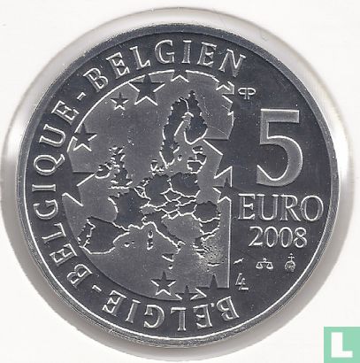 Belgium 5 euro 2008 (PROOF - coloured) "50 years of the Smurfs" - Image 1