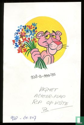 Carol Voges- originele gouache rose panter    - Afbeelding 1