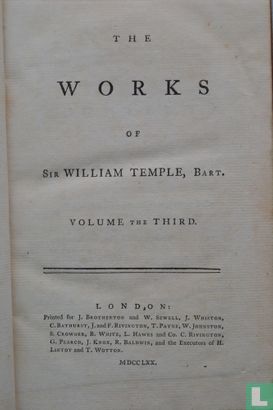 The Works of Sir William Temple, Bart. Volume the Third. - Image 1