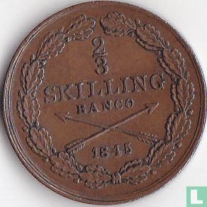 Zweden 2/3 skilling banco 1845 - Afbeelding 1