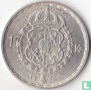 Zweden 1 krona 1943 (grote bult op cijfer 3) - Afbeelding 1
