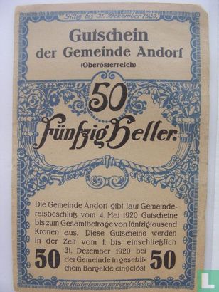 Andorf 50 Heller 1920 - Afbeelding 2
