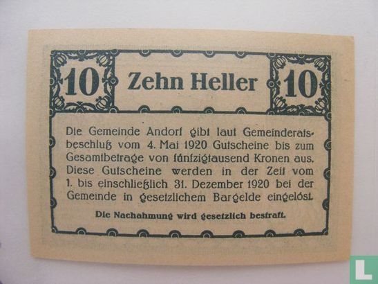 Andorf 10 Heller 1920 - Image 2
